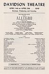 Program for the play Allegro, Davidson Theatre, Milwaukee, April 4 to April 9th, 1949, including production and cast information