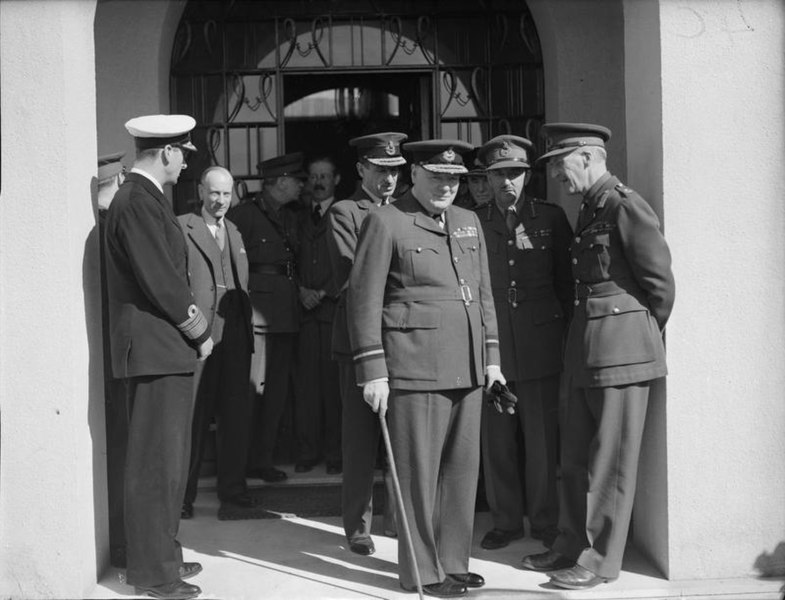 File:Allies Grand Strategy Conference in N Africa- President Roosevelt Meets Mr Churchill. One of the Most Momentous Conferences of This War Began on January 14, 1943 Near Casablanca, When President Roosevelt and Mr A14055.jpg