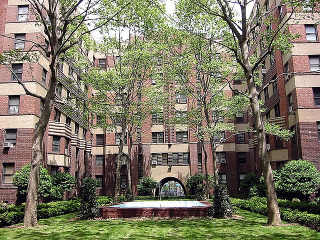 The enclosed courtyard of Amalgamated Dwellings