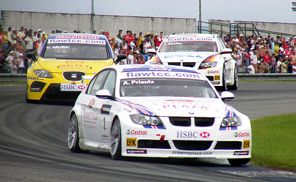 Andy Priaulx (BMW), Yvan Muller (SEAT) and Jörg Müller (BMW) in Curitiba. Yvan Muller challenged double-champion Priaulx in the last stage of the seas