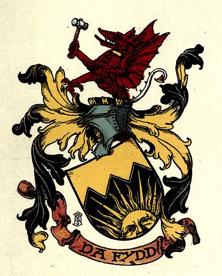 Fox-Davies' arms, as illustrated in his Complete Guide to Heraldry.