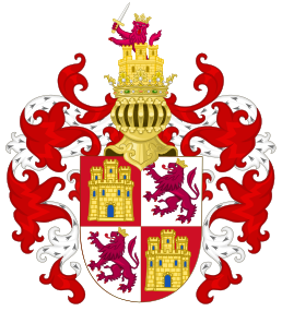 Arms of the Crown Castile with the Royal Crest.svg