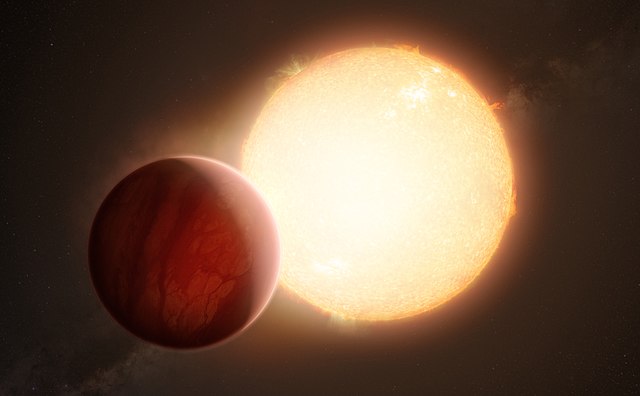 An artist's impression of a hot Jupiter orbiting close to its star.