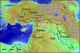 Bagdadspoorweg op de kaart