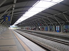 A platform view of the Batang Kali station. Batang Kali station (Rasa-Rawang Line), Batang Kali.jpg