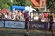 Deutsch: Beachhandball Europameisterschaften 2019 (Beach handball Euro); Tag 4: 5. Juli 2019 – Frauen, Viertelfinale, Spanien-Ungarn 1:2 (14:16, 26:16, 2:5) English: Beach handball Euro; Day 4: 5 July 2019 – Quarter Final Women – Spain-Hungary 1:2 (14:16, 26:16, 2:5)