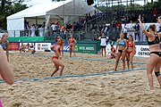 Deutsch: Beachhandball Europameisterschaften 2019 (Beach handball Euro); Tag 5: 6. Juli 2019 – Frauen, Halbfinale, Kroatien-Dänemark 1:2 (12:19, 17:10, 4:7) English: Beach handball Euro; Day 5: 6 July 2019 – Semifinal Men – Croatia-Denmark 1:2 (12:19, 17:10, 4:7)