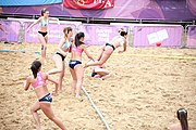 Deutsch: Beachhandball bei den Olympischen Jugendspielen 2018; Tag 6, 12. Oktober 2018; Mädchen, Hauptrundenspiel – Chinese Taipei (Taiwan)-Argentinien 1:2 English: Beach handball at the 2018 Summer Youth Olympics at 12 October 2018 – Girls Main Round – Chinese Taipei (Taiwan)-Argentina 1:2