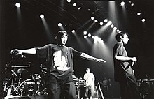 New York-based hip hop group Beastie Boys are considered highly influential within the rap rock genre. Beastie-boys.jpg
