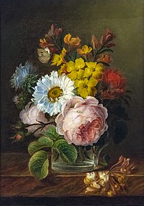 Anne Vallayer-Coster, Bouquet de fleurs dans un verre d'eau.