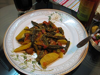 Cooked okra is also served for lunch or as a side dish