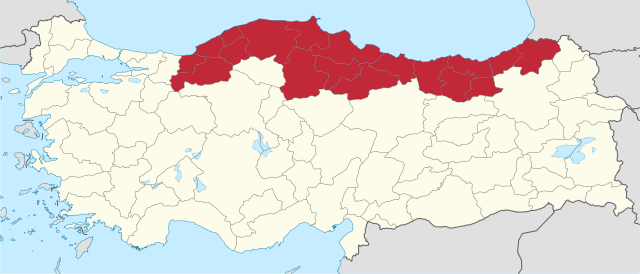 黒海地方 (トルコ)の位置