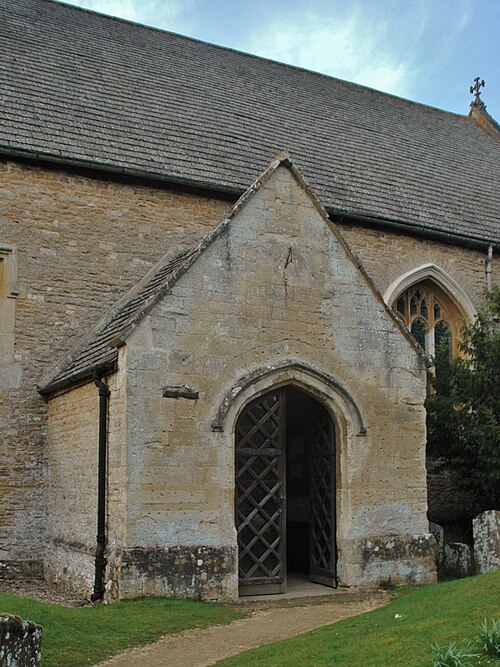 St Giles parish church porch, added in 1695, with four-centred arch