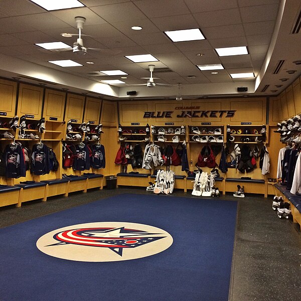 Blue Jackets dressing room