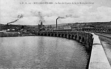 Im Zweiten Weltkrieg zerstörte Eisenbahnbrücke Pont en pierre über die Liane (um 1900)