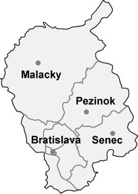 Mapa Bratislavského kraja