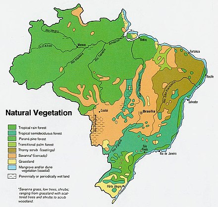 Map of Brazilian biomes Brazil veg 1977.jpg