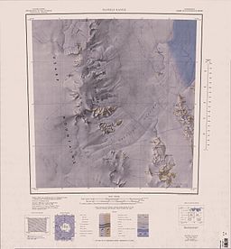 Topografisk kart med skala 1:250 000 av Daniels Range i Usarp Mountains.
