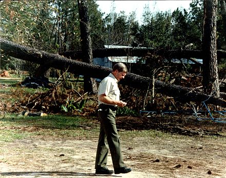 Governor Carroll Campbell touring Hugo's damage in South Carolina