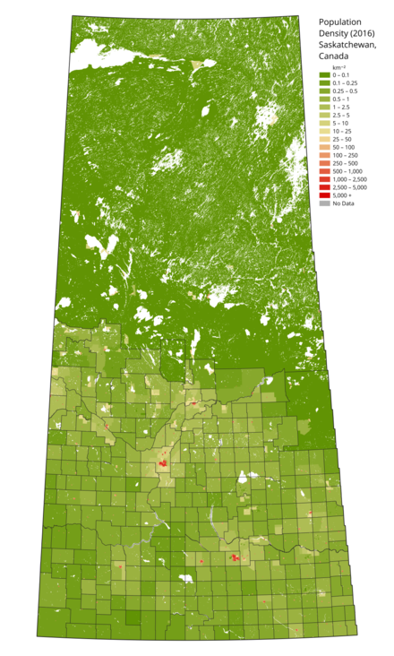 Population density of Saskatchewan