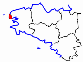 Kanton Saint-Renan na mapě regionu Bretaň