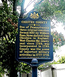 Chester County, Pennsylvania sign Chester County sign.JPG