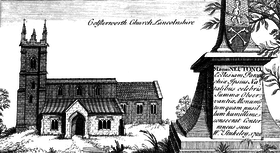 A drawing of St John the Baptist's church,by the antiquarian William Stukeley, 1722