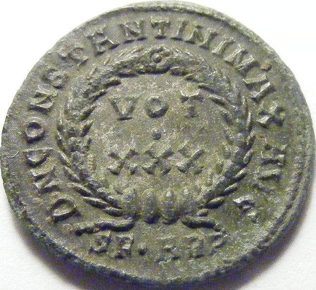 File:Constantine I nummus D N CONSTANTINI MAX AVG, VOT XXX rev (FindID 505122).jpg - Wikimedia Commons