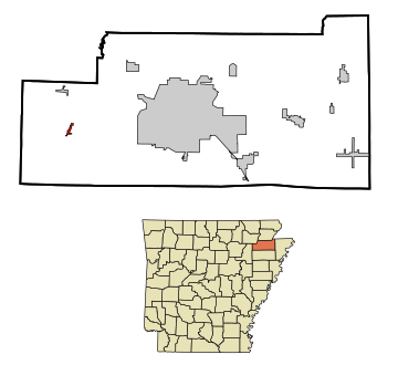 File:Craighead County Arkansas Incorporated and Unincorporated areas Cash Highlighted.svg