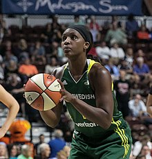 Seattle Storm forward Crystal Langhorne takes a free throw. CrystalLanghorne.jpg