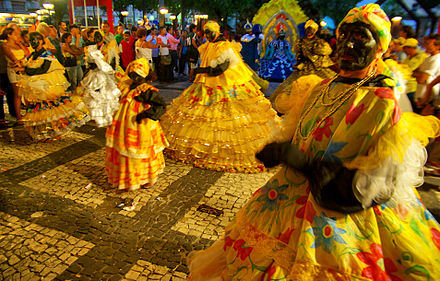 Maracatu performance in central Fortaleza