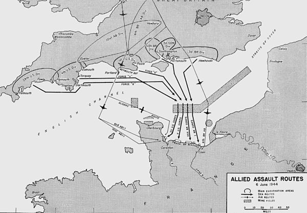 Routes taken by the D-Day invasion