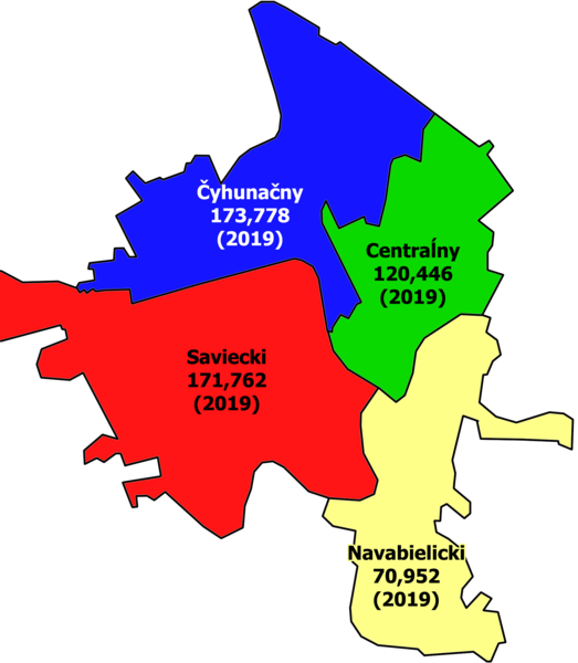 File:Districts and population of Homieĺ (Belarus).png