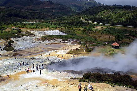 Steaming fumarole at Sikidang