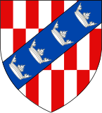 Blason avec barre (bleu et couronnes)