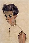 Self-portrait with striped shirt, 1910 Leopold Museum