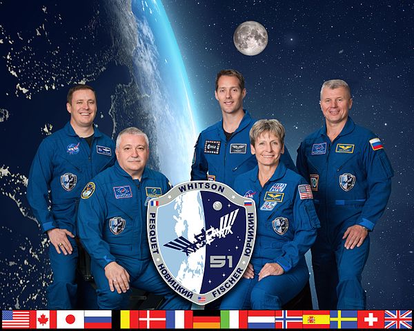 (l-r) Fischer, Yurchikhin, Pesquet, Whitson, NovitskiyISS expeditions← Expedition 50Expedition 52 →