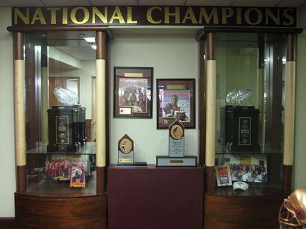 Florida State's 1993 and 1999 national championship trophies