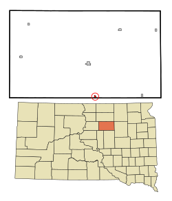 Location in Faulk County and the state of داکوتای جنوبی