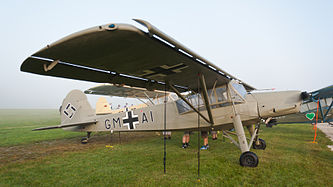 English: Fieseler Fi-156A-1 Storch (G-STCH (GM-AI), cn 2088) at "Oldtimer Fliegertreffen" Hahnweide (EDST) 2011. Deutsch: Fieseler Fi-156A-1 Storch (G-STCH (GM-AI), cn 2088) auf dem Oldtimer Fliegertreffen Hahnweide (EDST) 2011.