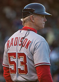 Radison as 1st base coach for the Washington Nationals in 2010. First Base Coach Dan Radison.jpg