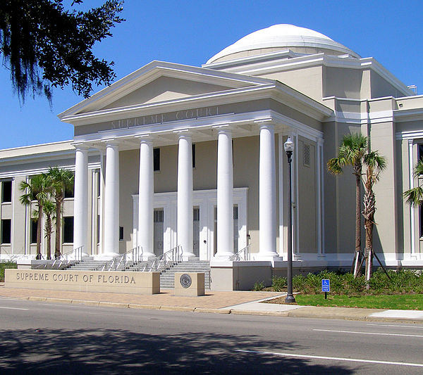 The front exterior of the Florida Supreme Court Building in Tallahassee, Florida, in 2011