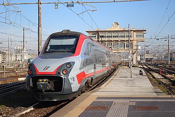 A train entering the station.