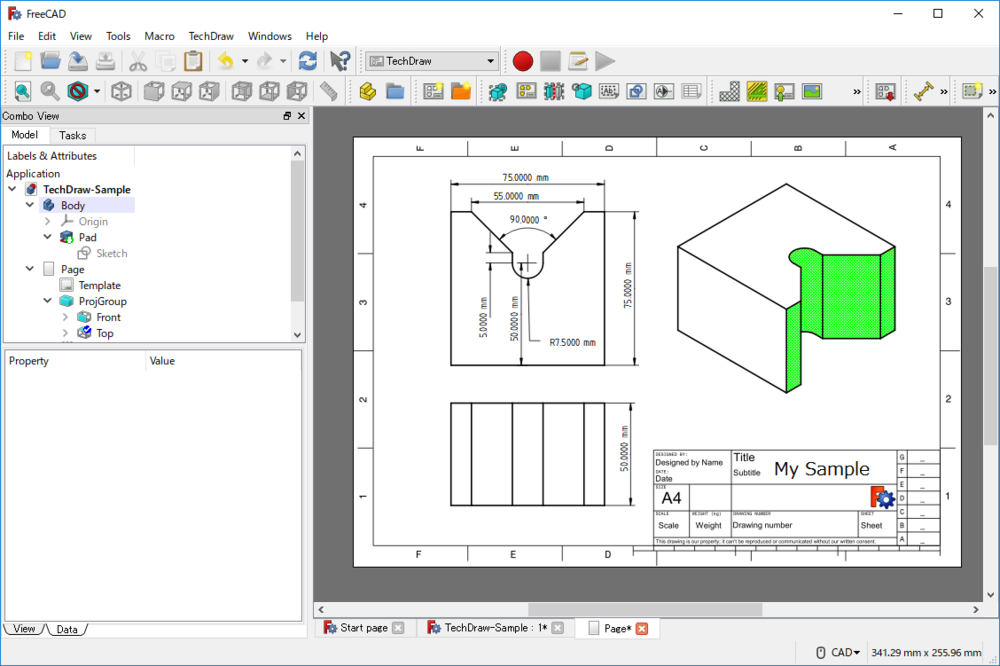 Freecad чертеж из модели - 85 фото