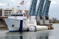 MV Freedom Star returns to port with an SRB after STS-131. Freedom Star with SRB.JPG