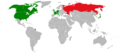 G7 countries USA, Canada, France, Germany, Italy, Japan, the United Kingdom, with Russia (red)
