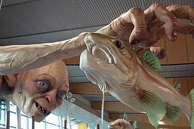 Ricostruzione del personaggio Gollum al Wellington Airport