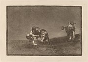 Goya - El mismo vuelca auf dem Platz von Madrid (Der gleiche Mann wirft einen Stier in den Ring in Madrid) .jpg