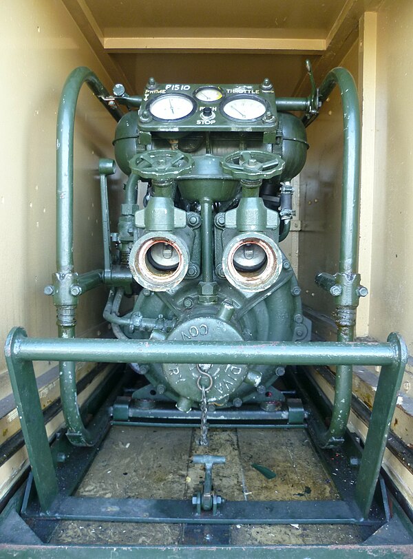 Coventry Climax Godiva fire pump in a Green Goddess