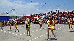 Majorettes or Guaripolas in a show in Víctor Larco